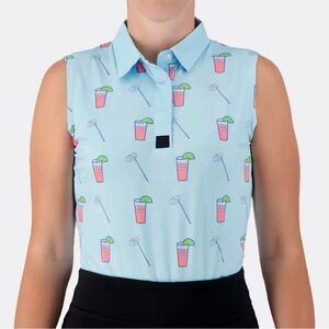 Sz 2XL  Full Wedge golf women’s sleeveless polo shirt Light Blue design